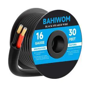 16 Gauge Speaker Wire 30 Feet CL3 Related CCA Black Cable with 2 Conductors for Outdoor Direct Burial Backyard Garden Home Car in-Wall Speaker 16 Gauge Speaker Wire 30 Feet CL3 Related CCA Black Cable with 2 Conductors for Outdoor Direct Burial Backyard Garden Home Car in-Wall Speaker