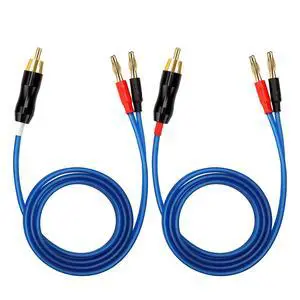 Q-P2 18 Gauge OFC Speaker Wire Pair with RCA Male (White & Red) to 2 Pair Banana (4banana) Plugs, Q-P2 (0.75M(2.4ft)) Q-P2 18 Gauge OFC Speaker Wire Pair with RCA Male (White & Red) to 2 Pair Banana (4banana) Plugs, Q-P2 (0.75M(2.4ft))