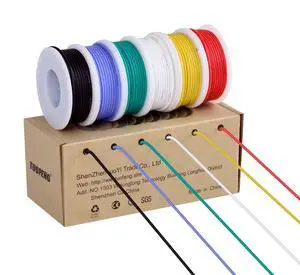 18 AWG Stranded Wire Spool, Silicone Rubber Insulated Tinned Copper Flexible Wire Kit for Automotive Wiring, 6 Colors, 13.2ft/4m Each 18 AWG Stranded Wire Spool, Silicone Rubber Insulated Tinned Copper Flexible Wire Kit for Automotive Wiring, 6 Colors, 13.2ft/4m Each