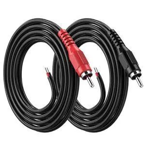 RCA to Speaker Wire Adapter, 18AWG 2 Pack 3ft RCA Male Plug to Bare Cable Open End, Audio Cable, Red and Black RCA to Speaker Wire Adapter, 18AWG 2 Pack 3ft RCA Male Plug to Bare Cable Open End, Audio Cable, Red and Black