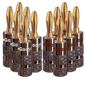 Banana Plugs for Speaker Wire - 24K Gold Plated Banana Adapter Connector(6 Pairs/12 pcs) Banana Plugs for Speaker Wire - 24K Gold Plated Banana Adapter Connector(6 Pairs/12 pcs)