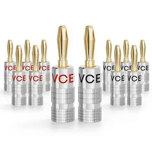 Banana Plugs for Speaker Wire 6 Pairs/12 Pcs, 24K Gold Plated Dual Set Screw Type Speaker Connector for Home Theater, Wall Plate, Audio/Video Receiver and Sound Systems (Red+Black) Banana Plugs for Speaker Wire 6 Pairs/12 Pcs, 24K Gold Plated Dual Set Screw Type Speaker Connector for Home Theater, Wall Plate, Audio/Video Receiver and Sound Systems (Red+Black)