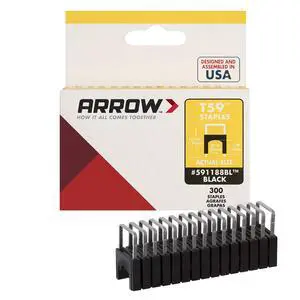 591188BLSS Genuine T59 Stainless Steel 1/4-Inch Leg Length by 5/16-Inch Crown Width Insulated Staples for Cable and Wiring, Black, 300 Count 591188BLSS Genuine T59 Stainless Steel 1/4-Inch Leg Length by 5/16-Inch Crown Width Insulated Staples for Cable and Wiring, Black, 300 Count