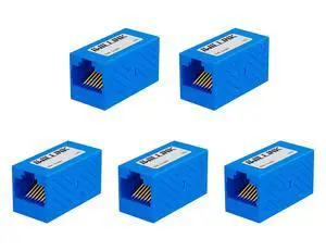 RJ45 Coupler Ethernet Connector, Female to Female RJ45 Connector for Cat7 Cat6 Cat5e Cat5 Ethernet Cable, Extender Adapter, 5 Pack, Blue RJ45 Coupler Ethernet Connector, Female to Female RJ45 Connector for Cat7 Cat6 Cat5e Cat5 Ethernet Cable, Extender Adapter, 5 Pack, Blue