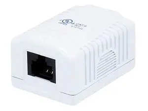 Cat6 RJ45 Surface Mount Box - UL Listed, 1-Port, Dual IDC, 110D or Krone Type, 50u, TAA, No Logo, White Cat6 RJ45 Surface Mount Box - UL Listed, 1-Port, Dual IDC, 110D or Krone Type, 50u, TAA, No Logo, White