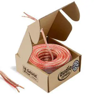 40ft 16-Gauge Stereo Speaker Wire, 12.19m, 2 Conductor, Polarity Marked, Clear PVC, CCA, Coil in Box, HiFi, Home Theater, HiFi, Surround, Car Audio, 74 High Strand Count (.15 OD) 40ft 16-Gauge Stereo Speaker Wire, 12.19m, 2 Conductor, Polarity Marked, Clear PVC, CCA, Coil in Box, HiFi, Home Theater, HiFi, Surround, Car Audio, 74 High Strand Count (.15 OD)