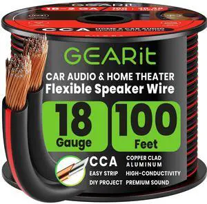 18 Gauge Speaker Wire Black 100 ft, Speaker Cable with Foot Markers & Polarity Markings, 18 Gauge Wire for Car Audio & Home Theater Speakers, Audio Cable for DIY Installations, CCA(Black) 18 Gauge Speaker Wire Black 100 ft, Speaker Cable with Foot Markers & Polarity Markings, 18 Gauge Wire for Car Audio & Home Theater Speakers, Audio Cable for DIY Installations, CCA(Black)