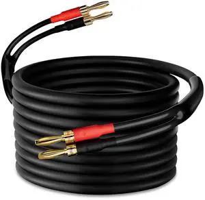 Speaker Cable Wire 20 Ft with Gold-Plated Banana Tip Plugs-UL CL3 Rated-Indoor&Outdoor&in Wall-Flexible-16 AWG Gauge Tinned Copper for Bi-Wire Bi-Amp HiFi Surround Sound-Black Speaker Cable Wire 20 Ft with Gold-Plated Banana Tip Plugs-UL CL3 Rated-Indoor&Outdoor&in Wall-Flexible-16 AWG Gauge Tinned Copper for Bi-Wire Bi-Amp HiFi Surround Sound-Black