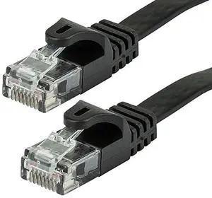 Cat5e 10ft Black Flat Patch Cable UTP 30AWG 350MHz Pure Bare Copper Snagless RJ45 Flexboot Series Ethernet Cable Cat5e 10ft Black Flat Patch Cable UTP 30AWG 350MHz Pure Bare Copper Snagless RJ45 Flexboot Series Ethernet Cable