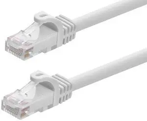 Cat6 Ethernet Patch Cable - Snagless RJ45, 24AWG Stranded Pure Bare Copper Wire, 550Mhz, UTP, 1 Feet, White - Flexboot Series Cat6 Ethernet Patch Cable - Snagless RJ45, 24AWG Stranded Pure Bare Copper Wire, 550Mhz, UTP, 1 Feet, White - Flexboot Series