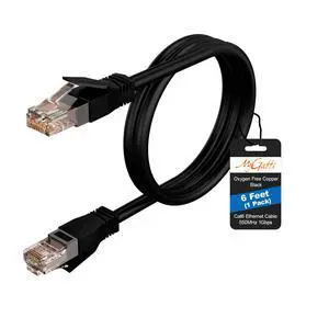 Cat6 Ethernet Cable 6 FT, Snagless Short Cat 6 Patch Cord, 1Gbps, RJ45 Pure Copper Internet Network Cables, Upgraded Flexible PVC Jacket, UTP, PC, Router, Servers, IT Data Center, Black Cat6 Ethernet Cable 6 FT, Snagless Short Cat 6 Patch Cord, 1Gbps, RJ45 Pure Copper Internet Network Cables, Upgraded Flexible PVC Jacket, UTP, PC, Router, Servers, IT Data Center, Black