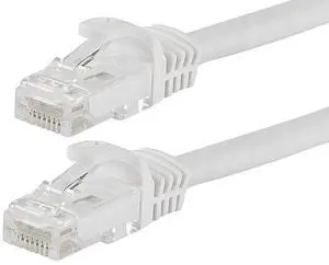 Cat6 Ethernet Patch Cable - Snagless RJ45, 24AWG Stranded Pure Bare Copper Wire, 550Mhz, UTP, 10 Feet, White - Flexboot Series Cat6 Ethernet Patch Cable - Snagless RJ45, 24AWG Stranded Pure Bare Copper Wire, 550Mhz, UTP, 10 Feet, White - Flexboot Series