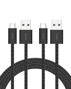 USB A to USB C Cable 2-Pack, 6.6ft, 15W, iPhone Charger Cord, Soft, Braided, Flexible for iPhone 17 & 16, Galaxy S26, Pixel 10, iPad Pro, Airpods Pro, Switch & More - Black USB A to USB C Cable 2-Pack, 6.6ft, 15W, iPhone Charger Cord, Soft, Braided, Flexible for iPhone 17 & 16, Galaxy S26, Pixel 10, iPad Pro, Airpods Pro, Switch & More - Black