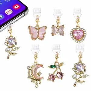 6 Pcs Cute Dust Plug Charms for Phone & Kindle, Type-C Charging Port Accessories with Butterfly, Star, Moon and Flower Designs, Anti-Dust Decorative Set (Style G) 6 Pcs Cute Dust Plug Charms for Phone & Kindle, Type-C Charging Port Accessories with Butterfly, Star, Moon and Flower Designs, Anti-Dust Decorative Set (Style G)