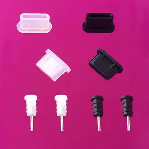 Anti-dust Plug Set - 8 Silicone Caps, 4 Type-C & 4 Headphone Plugs, Compatible with Type C & Earphone Jacks Anti-dust Plug Set - 8 Silicone Caps, 4 Type-C & 4 Headphone Plugs, Compatible with Type C & Earphone Jacks