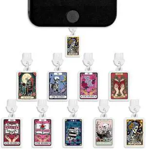 Dust Plug Charm for E-Reader- 9pcs Type C Charging Port Dust Plug Accessories, Funny Bookish Theme Phone Protector Charm Decoration for Women Teacher Student Book Lover Gift (Skull) Dust Plug Charm for E-Reader- 9pcs Type C Charging Port Dust Plug Accessories, Funny Bookish Theme Phone Protector Charm Decoration for Women Teacher Student Book Lover Gift (Skull)