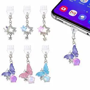 6 Pcs Cute Dust Plug Charms for Phone & Kindle, Type-C Charging Port Accessories with Butterfly, Star, Moon and Flower Designs, Anti-Dust Decorative Set (Style C) 6 Pcs Cute Dust Plug Charms for Phone & Kindle, Type-C Charging Port Accessories with Butterfly, Star, Moon and Flower Designs, Anti-Dust Decorative Set (Style C)