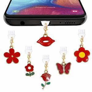 6 Pcs Cute Dust Plug Charms for Phone & Kindle, Type-C Charging Port Accessories with Butterfly, Star, Moon and Flower Designs, Anti-Dust Decorative Set (Style F) 6 Pcs Cute Dust Plug Charms for Phone & Kindle, Type-C Charging Port Accessories with Butterfly, Star, Moon and Flower Designs, Anti-Dust Decorative Set (Style F)