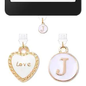 2PCS Initial Letter J Type C Dust Plug Charms Compatible with Kindle USB C 2PCS Initial Letter J Type C Dust Plug Charms Compatible with Kindle USB C