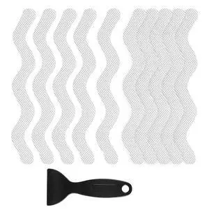 24 PCS Anti Slip Shower Stickers, Safety Bathtub Non Slip Strips, Adhesive Decals Anti Skid Tape with Scraper for Tub, Shower, Steps, Floor, Stairs 24 PCS Anti Slip Shower Stickers, Safety Bathtub Non Slip Strips, Adhesive Decals Anti Skid Tape with Scraper for Tub, Shower, Steps, Floor, Stairs
