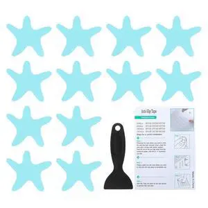 Bathtub Non Slip Stickers 3.86x3.86 Inch, 12 Pack Starfish Safety Shower Floor Anti Slip Stickers with Adhesive Decals Scraper for Bath Tub Shower Floor Stair, Blue Bathtub Non Slip Stickers 3.86x3.86 Inch, 12 Pack Starfish Safety Shower Floor Anti Slip Stickers with Adhesive Decals Scraper for Bath Tub Shower Floor Stair, Blue