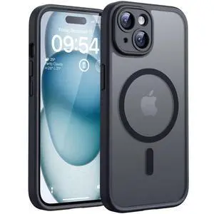for iPhone 15 Case, Compatible with Magsafe, Full Camera Protection, Built-in Magnetic Ring, Drop Protection, Translucent Matte Phone Case for iPhone 15 6.1 inch (Black) for iPhone 15 Case, Compatible with Magsafe, Full Camera Protection, Built-in Magnetic Ring, Drop Protection, Translucent Matte Phone Case for iPhone 15 6.1 inch (Black)