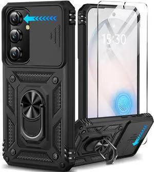 for Samsung Galaxy S26 Case with Screen Protector & Slide Camera Lens Cover,Built-in 360°Rotate Magnetic Ring Stand Shockproof Protective Phone Case for Samsung S26 Case (Black) for Samsung Galaxy S26 Case with Screen Protector & Slide Camera Lens Cover,Built-in 360°Rotate Magnetic Ring Stand Shockproof Protective Phone Case for Samsung S26 Case (Black)