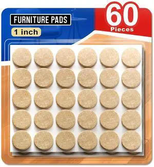 60 PCS Felt Furniture Pads 1", Felt Pads for Chair Leg Floor Protectors for Hardwood Floors Round (Beige) 60 PCS Felt Furniture Pads 1", Felt Pads for Chair Leg Floor Protectors for Hardwood Floors Round (Beige)