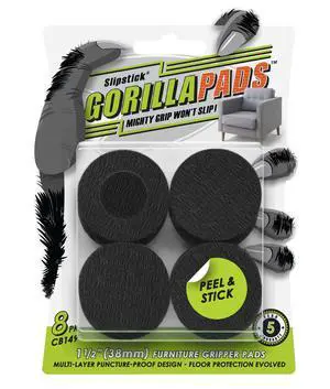 GorillaPads CB149 Non-Slip Furniture Pads/Rubber Grippers (Set of 8) Self-Adhesive Furniture Feet Floor Protectors, 1-1/2 inch Round, Black GorillaPads CB149 Non-Slip Furniture Pads/Rubber Grippers (Set of 8) Self-Adhesive Furniture Feet Floor Protectors, 1-1/2 inch Round, Black