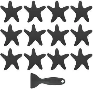 12 Pcs Non Slip Bathtub Stickers, Anti Slip Shower Stickers with Scraper Bathroom Shower Floor Decals Star Shape Cute Treads Tubs, Black 12 Pcs Non Slip Bathtub Stickers, Anti Slip Shower Stickers with Scraper Bathroom Shower Floor Decals Star Shape Cute Treads Tubs, Black