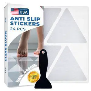 Anti Slip Shower Stickers 24 PCS, Invisible Non-Slip Shower Strips for Adults, Premium Adhesive Bath Tub Stickers (Clear) Anti Slip Shower Stickers 24 PCS, Invisible Non-Slip Shower Strips for Adults, Premium Adhesive Bath Tub Stickers (Clear)