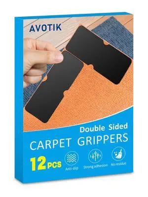 Rug Gripper for Hardwood Floors: 12 PCS No Damage Rug Tape - Anti Slip Rug Grips for Area Rugs Secure Carpet Tape for Wood Floors, Safe & Strong Hold Rug Gripper for Hardwood Floors: 12 PCS No Damage Rug Tape - Anti Slip Rug Grips for Area Rugs Secure Carpet Tape for Wood Floors, Safe & Strong Hold