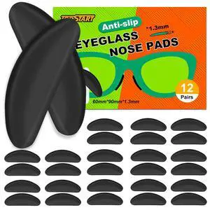 Eyeglass Nose Pads for Glasses - 1.3mm Ultra Thin Silicone Anti-Slip Stick-On Grips, Replacement Anti Slip Nosepads for Plastic Frames Eyeglass Glasses Sunglasses 12 Pairs Eyeglass Nose Pads for Glasses - 1.3mm Ultra Thin Silicone Anti-Slip Stick-On Grips, Replacement Anti Slip Nosepads for Plastic Frames Eyeglass Glasses Sunglasses 12 Pairs