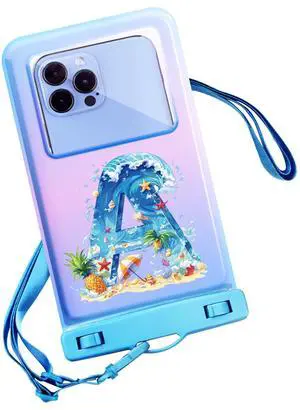 Personalized Initial Waterproof Phone Pouch Case - IPX8 Cellphone Dry Bag with Lanyard for iPhone 16/15/14/13/12 Pro Max (6.16.9"), Beach & Cruise Ship Essentials with Monogrammed Design (Blue, A) Personalized Initial Waterproof Phone Pouch Case - IPX8 Cellphone Dry Bag with Lanyard for iPhone 16/15/14/13/12 Pro Max (6.16.9"), Beach & Cruise Ship Essentials with Monogrammed Design (Blue, A)