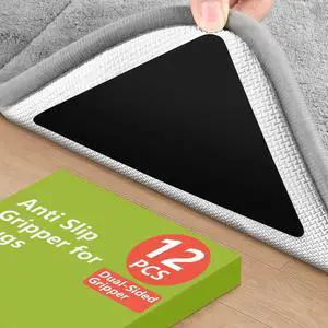 12 Pcs Rug Tape, Non Slip Carpet Tape for Hardwood Floors, Double-Sided Adhesive Rug Stickers Keep Corners Flat, No Residue/BPA-Free 12 Pcs Rug Tape, Non Slip Carpet Tape for Hardwood Floors, Double-Sided Adhesive Rug Stickers Keep Corners Flat, No Residue/BPA-Free