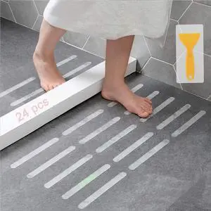 Anti-slip Strips, Safety Shower Treads Stickers - 24 Pcs, Bathtub Non Slip Stickers, Anti Skid Tape for Shower,Tub,Steps, Floor-Strength Adhesive Grip Appliques for Baby,Senior,Adult (Clear)8 x 0.8In Anti-slip Strips, Safety Shower Treads Stickers - 24 Pcs, Bathtub Non Slip Stickers, Anti Skid Tape for Shower,Tub,Steps, Floor-Strength Adhesive Grip Appliques for Baby,Senior,Adult (Clear)8 x 0.8In