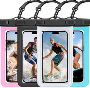 Waterproof Phone Pouch IP68 Floating Waterproof Phone Case, Dry Bag Beach Cruise Essentials with Adjustable Lanyard for iPhone 16 Pro Max / 15 Pro/Galaxy S24 S23 (Black & Clear & Blue & Pink) Waterproof Phone Pouch IP68 Floating Waterproof Phone Case, Dry Bag Beach Cruise Essentials with Adjustable Lanyard for iPhone 16 Pro Max / 15 Pro/Galaxy S24 S23 (Black & Clear & Blue & Pink)