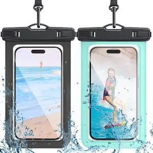 2 Pack Waterproof Phone Pouch with Adjustable Lanyard for iPhone 17 16 15 14 13 12 Pro Max, Samsung Galaxy S25/S24 up to 7.5", IPX8 Cellphone Water Proof Phone Case Dry Bags Black/Green 2 Pack Waterproof Phone Pouch with Adjustable Lanyard for iPhone 17 16 15 14 13 12 Pro Max, Samsung Galaxy S25/S24 up to 7.5", IPX8 Cellphone Water Proof Phone Case Dry Bags Black/Green