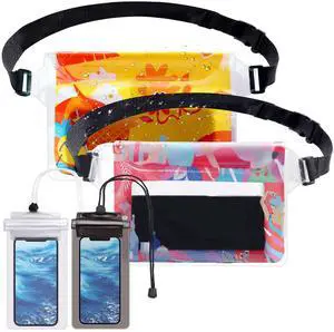 4 Pack Waterproof Fanny Pack with Waist Strap Waterproof Phone Pouch Dry Bag for Kayaking Pool Swimming Boating Beach Fishing Travel Diving Surfing (Hawaii, 2 Fanny Pack + 2 Pouch Bag) 4 Pack Waterproof Fanny Pack with Waist Strap Waterproof Phone Pouch Dry Bag for Kayaking Pool Swimming Boating Beach Fishing Travel Diving Surfing (Hawaii, 2 Fanny Pack + 2 Pouch Bag)