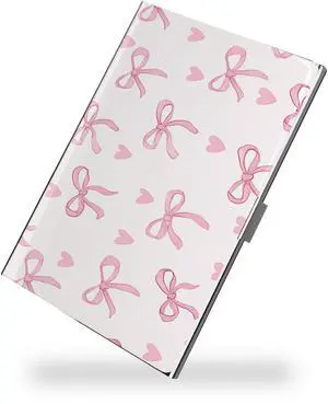Business Card Metal Slim Organizer, Professional Stainless Steel Square Pocket Wallet for Office Workers, Compact and Portable for Pockets (Pink Bow) Business Card Metal Slim Organizer, Professional Stainless Steel Square Pocket Wallet for Office Workers, Compact and Portable for Pockets (Pink Bow)