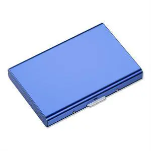 Metal Credit Card Holder, Mini Credit Card Wallet RFID Blocking Slim Metal Hard Case for Women Men, Blue Metal Credit Card Holder, Mini Credit Card Wallet RFID Blocking Slim Metal Hard Case for Women Men, Blue