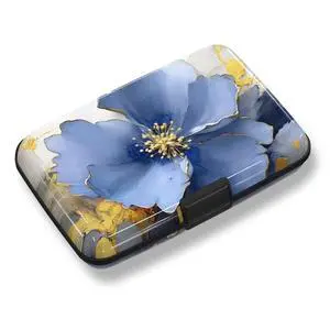 Credit Card Holder, Mini RFID Small Aluminum Card Wallet, Blocking Slim Metal Business Card Case, RFID Blocking Front Pocket Wallet Hard Case Durable CC Holder for Women Girls, Blue Flowers Credit Card Holder, Mini RFID Small Aluminum Card Wallet, Blocking Slim Metal Business Card Case, RFID Blocking Front Pocket Wallet Hard Case Durable CC Holder for Women Girls, Blue Flowers