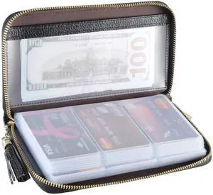Credit Card Holder Wallet Womens Zipper Leather Case Purse RFID Blocking (Black) Credit Card Holder Wallet Womens Zipper Leather Case Purse RFID Blocking (Black)