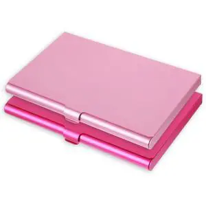 2Pcs Aluminum Business Card Holder Case Slim Metal Wallet, Flip Cover Portable Pocket Purse Accessory for Women, Pink Rose Red 2Pcs Aluminum Business Card Holder Case Slim Metal Wallet, Flip Cover Portable Pocket Purse Accessory for Women, Pink Rose Red