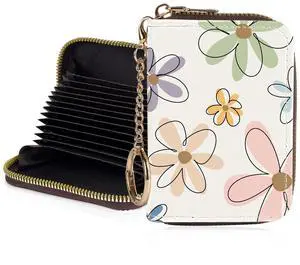 Credit Card Holder for Women,Small Rfid Wallet with Keychain Zipper,Cute PU Leather Card Case WalletAccordion Credit Card Wallets Gift,Colorful Line Flowers Credit Card Holder for Women,Small Rfid Wallet with Keychain Zipper,Cute PU Leather Card Case WalletAccordion Credit Card Wallets Gift,Colorful Line Flowers