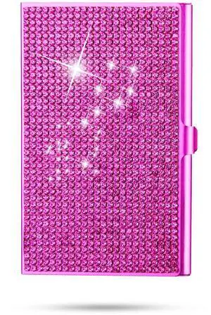 Bling Rhinestones Small Business Card Holder for Women, Business Card Case, 10-20 Cards Capacity, Pocket Card Holders, Slim Name Card Holder (RoseRed) Bling Rhinestones Small Business Card Holder for Women, Business Card Case, 10-20 Cards Capacity, Pocket Card Holders, Slim Name Card Holder (RoseRed)
