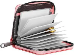 Credit Card Wallets, Wallet Photo Album Zipper Wallet Credit Cards Holder Secure Card Case Leather Organizer(Pink) Credit Card Wallets, Wallet Photo Album Zipper Wallet Credit Cards Holder Secure Card Case Leather Organizer(Pink)