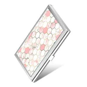 Business Card Holder, Small Business Card Case, Slim Metal Business Card Organizer, Pocket Name Card Holder Wallet for Men Women, Pink Hexagon Business Card Holder, Small Business Card Case, Slim Metal Business Card Organizer, Pocket Name Card Holder Wallet for Men Women, Pink Hexagon