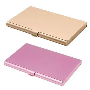 2 Pack Pink and Gold Metal Business Card Holder Case, Flip Cover Credit Business Card Holder, Purse Name Card Holders with Buckle-Lock 2 Pack Pink and Gold Metal Business Card Holder Case, Flip Cover Credit Business Card Holder, Purse Name Card Holders with Buckle-Lock