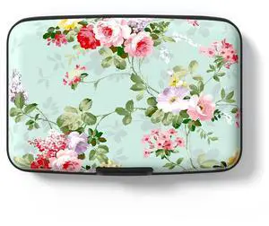 Credit Card Holder for Women, Mini RFID Metal Credit Cards Wallet Cute Business Card Holder Pocket ID Case, Green Flowers Credit Card Holder for Women, Mini RFID Metal Credit Cards Wallet Cute Business Card Holder Pocket ID Case, Green Flowers
